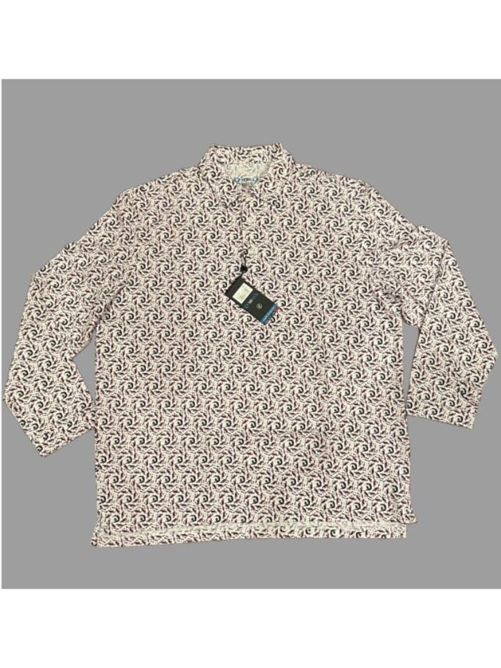 NWT IBKUL Big Wave Polo Mens XL Icefil UPF 50+ Long Sleeve Golf Shirt $100